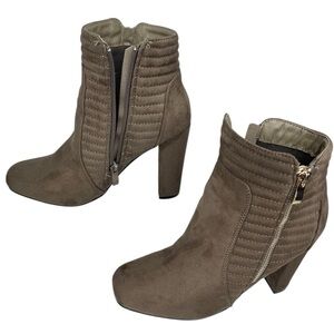 Forever 21 Brown Faux Suede Ankle Boots Double Side Zipper Size 8